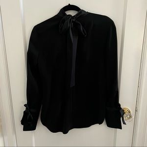 Veronica Beard Tie Neck Satin Shirt
